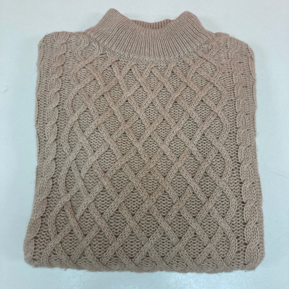 Joie Beige Cable Knit Turtleneck Sweater 100% natural fiber